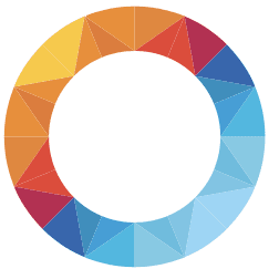 a colorful circle with a white background